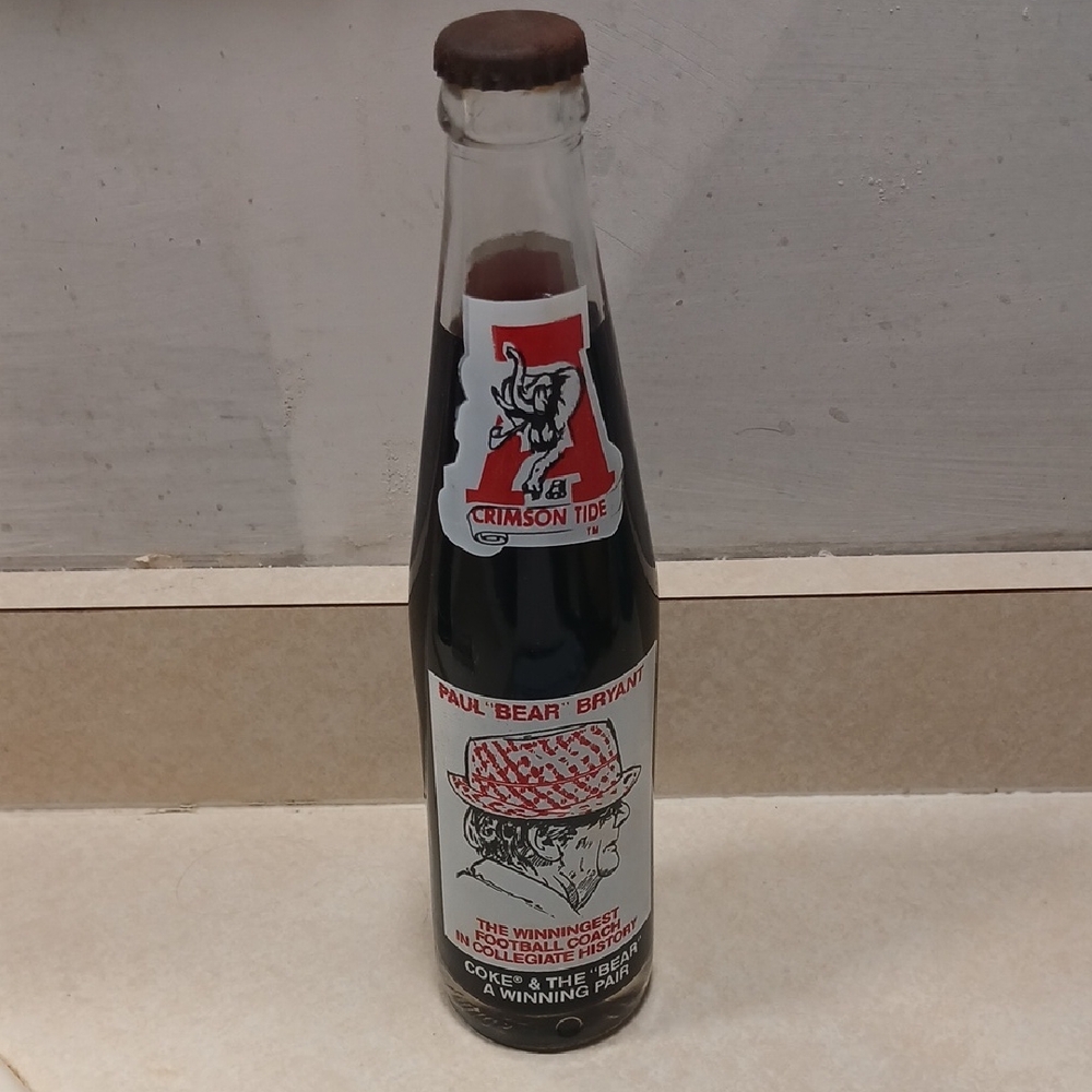 COCA COLA Collectible CRIMSON TIDE Bottle, PAUL BEAR BRYANT